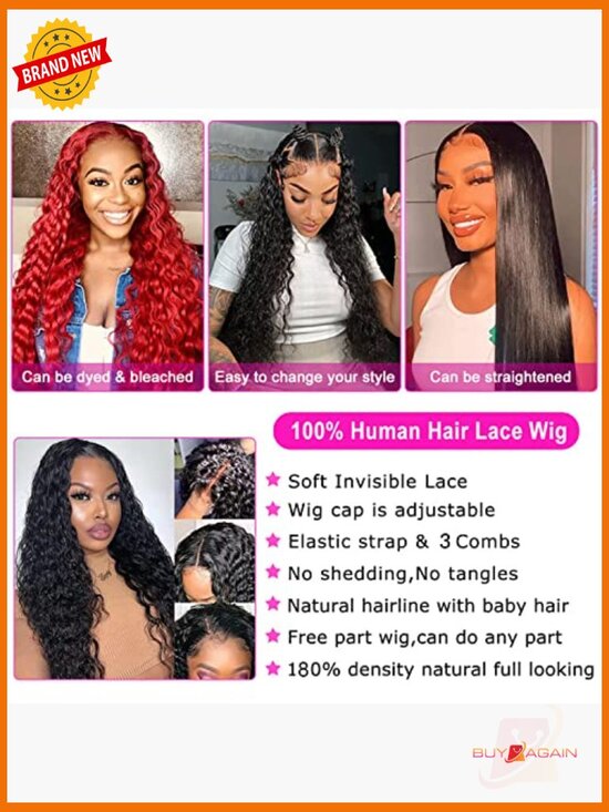 180% Density Water Wave Lace Front Wig Human Hair main image 5